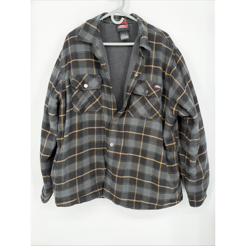Dickies Men's Plaid Flannel Shacket  Jacket Size XL Warm Thick Full Button